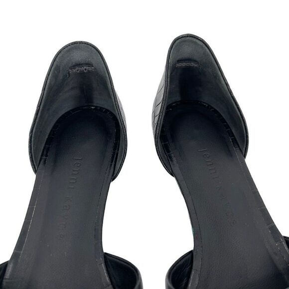 Jenni Kayne Textured Croc Embossed Leather D'Orsay Fats Shoes Black Women 37 - Picture 4 of 11